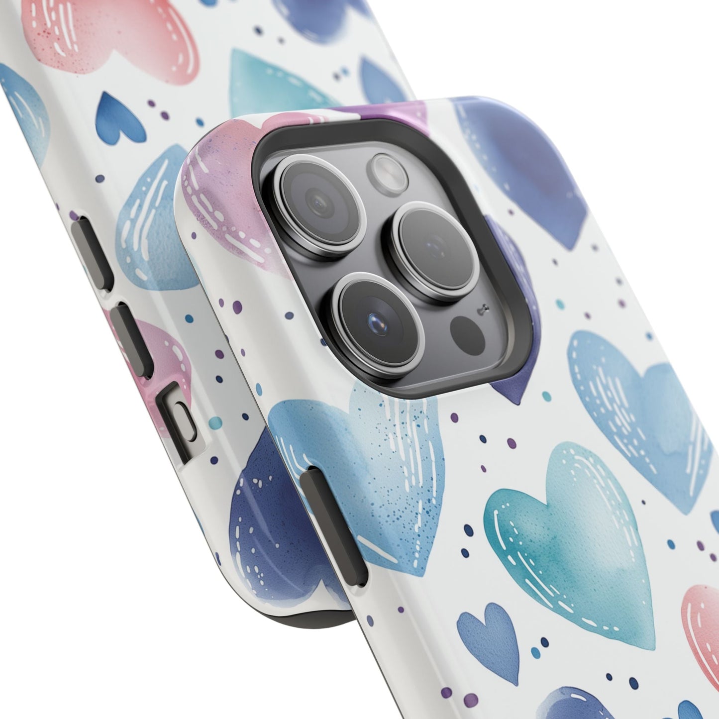 Icy Blue Valentines Watercolor Hearts - MagSafe Compatible Case - BOGO Cases