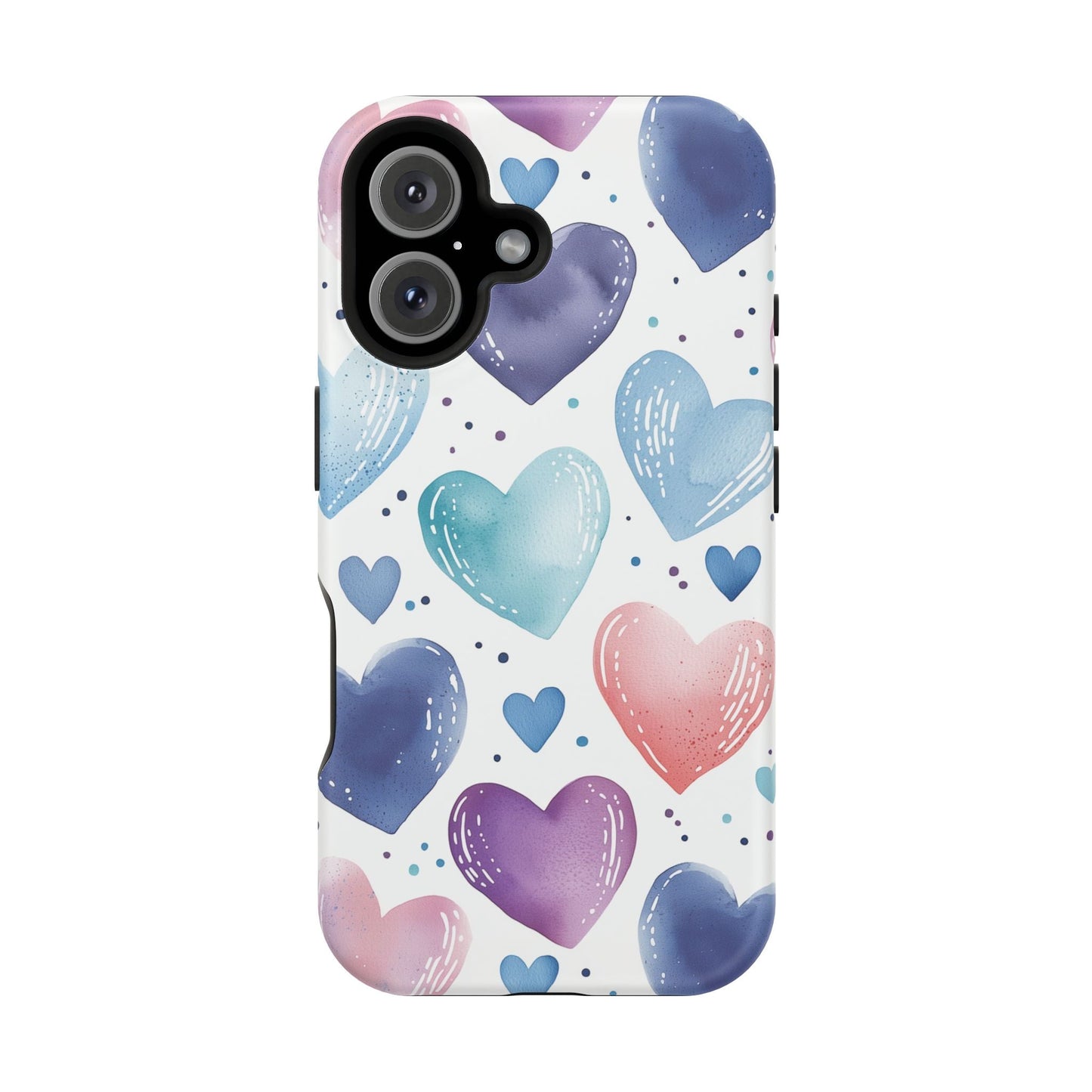 Icy Blue Valentines Watercolor Hearts - MagSafe Compatible Case - BOGO Cases