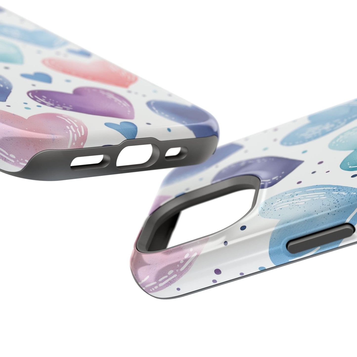 Icy Blue Valentines Watercolor Hearts - MagSafe Compatible Case - BOGO Cases