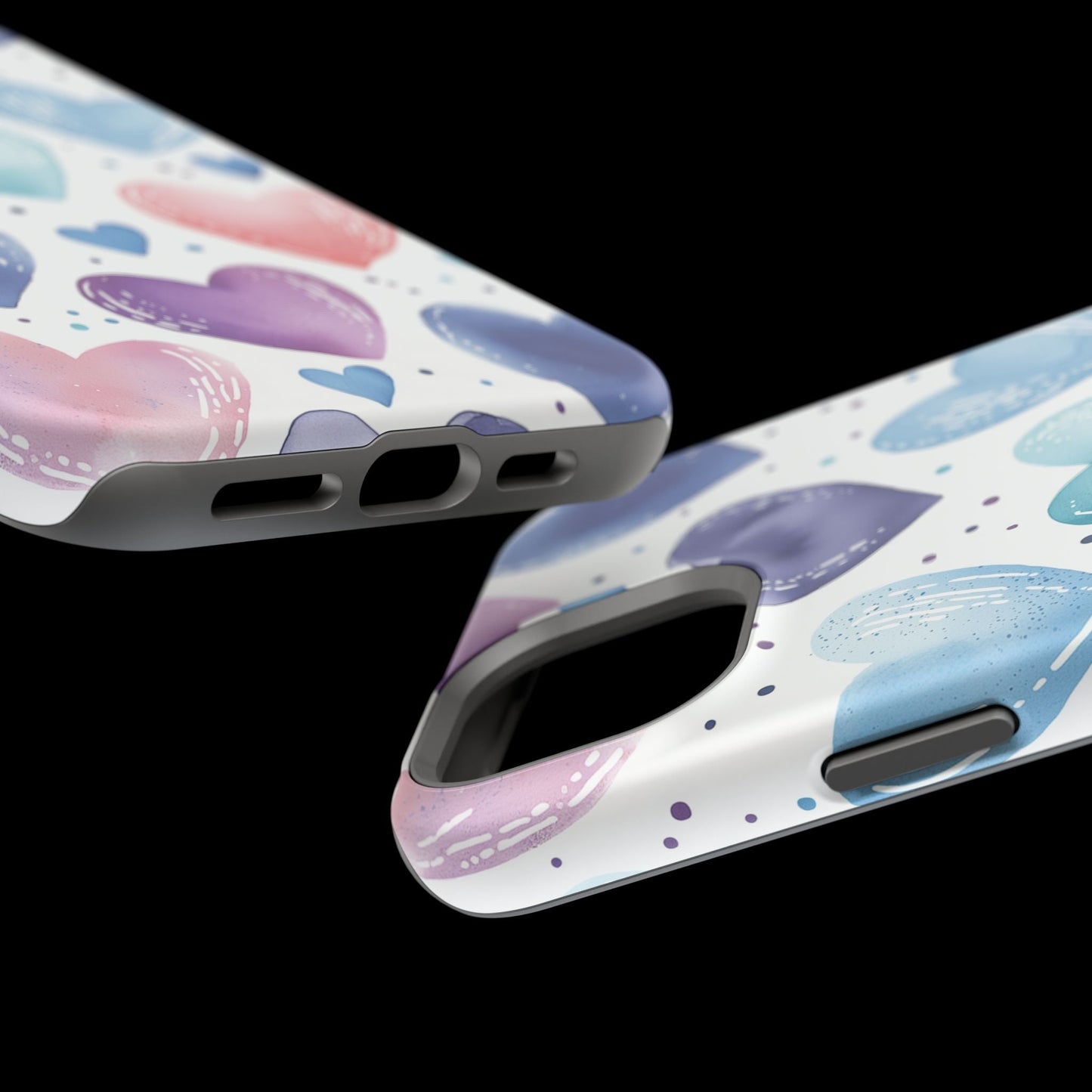 Icy Blue Valentines Watercolor Hearts - MagSafe Compatible Case - BOGO Cases