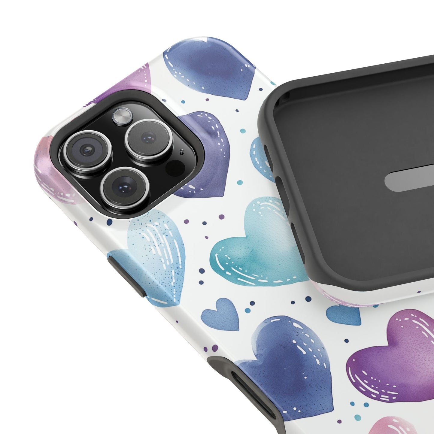 Icy Blue Valentines Watercolor Hearts - MagSafe Compatible Case - BOGO Cases