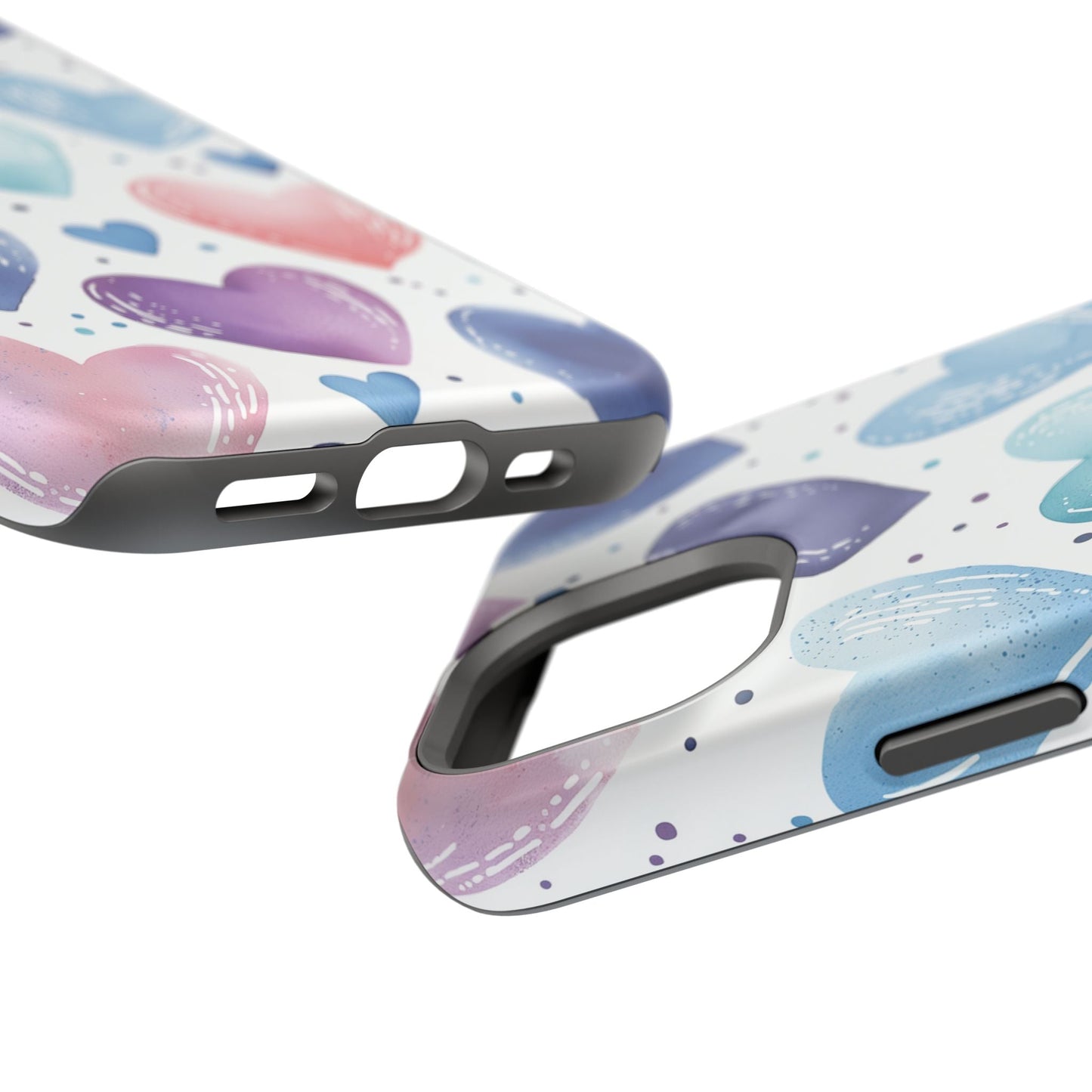 Icy Blue Valentines Watercolor Hearts - MagSafe Compatible Case - BOGO Cases
