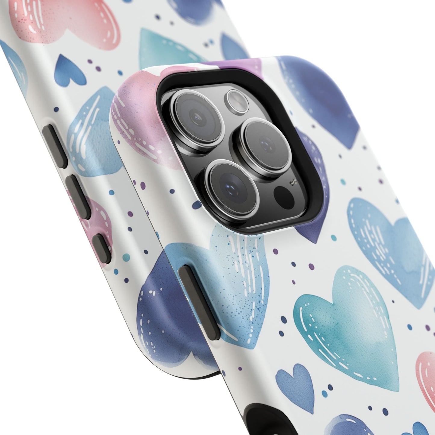 Icy Blue Valentines Watercolor Hearts - MagSafe Compatible Case - BOGO Cases