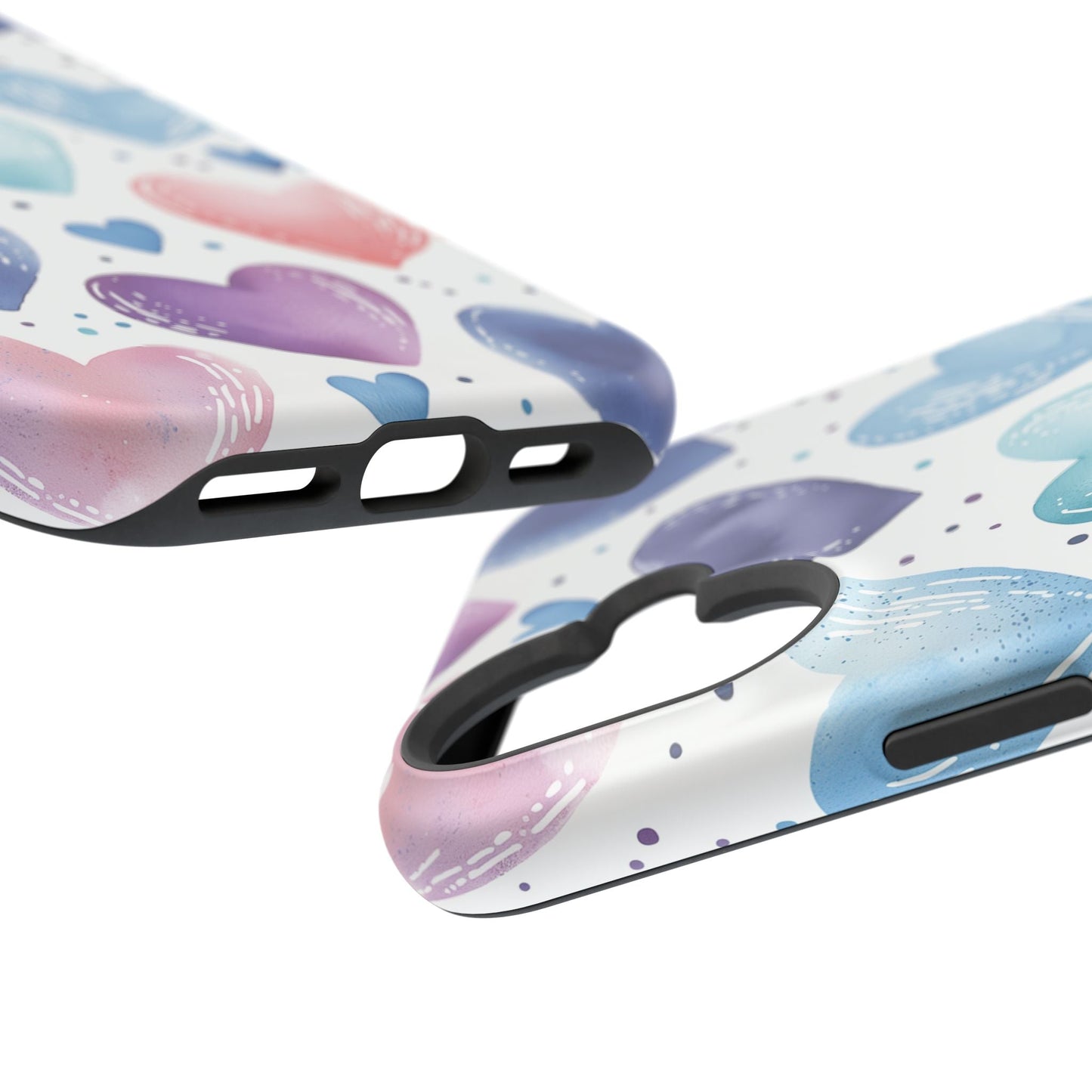 Icy Blue Valentines Watercolor Hearts - MagSafe Compatible Case - BOGO Cases