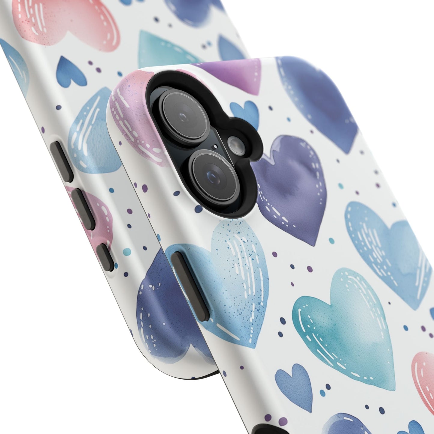 Icy Blue Valentines Watercolor Hearts - MagSafe Compatible Case - BOGO Cases