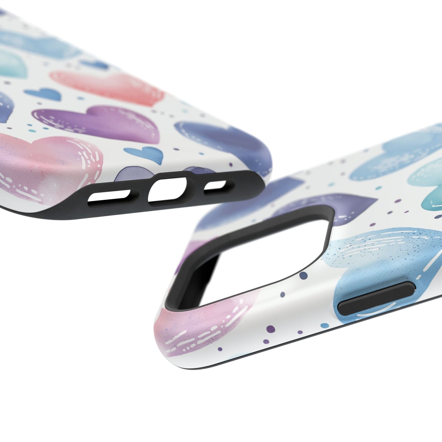 Icy Blue Valentines Watercolor Hearts - MagSafe Compatible Case - BOGO Cases