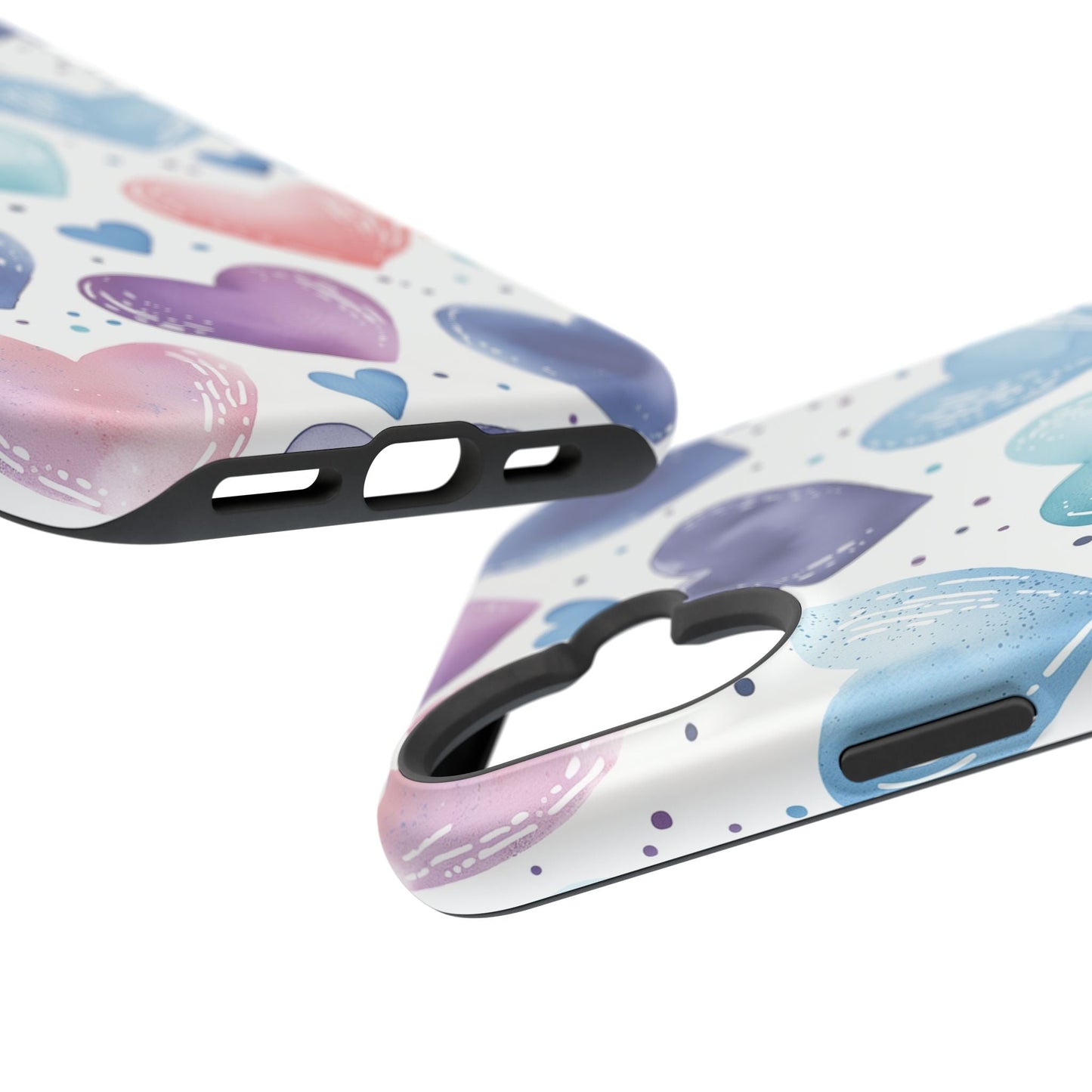 Icy Blue Valentines Watercolor Hearts - MagSafe Compatible Case - BOGO Cases