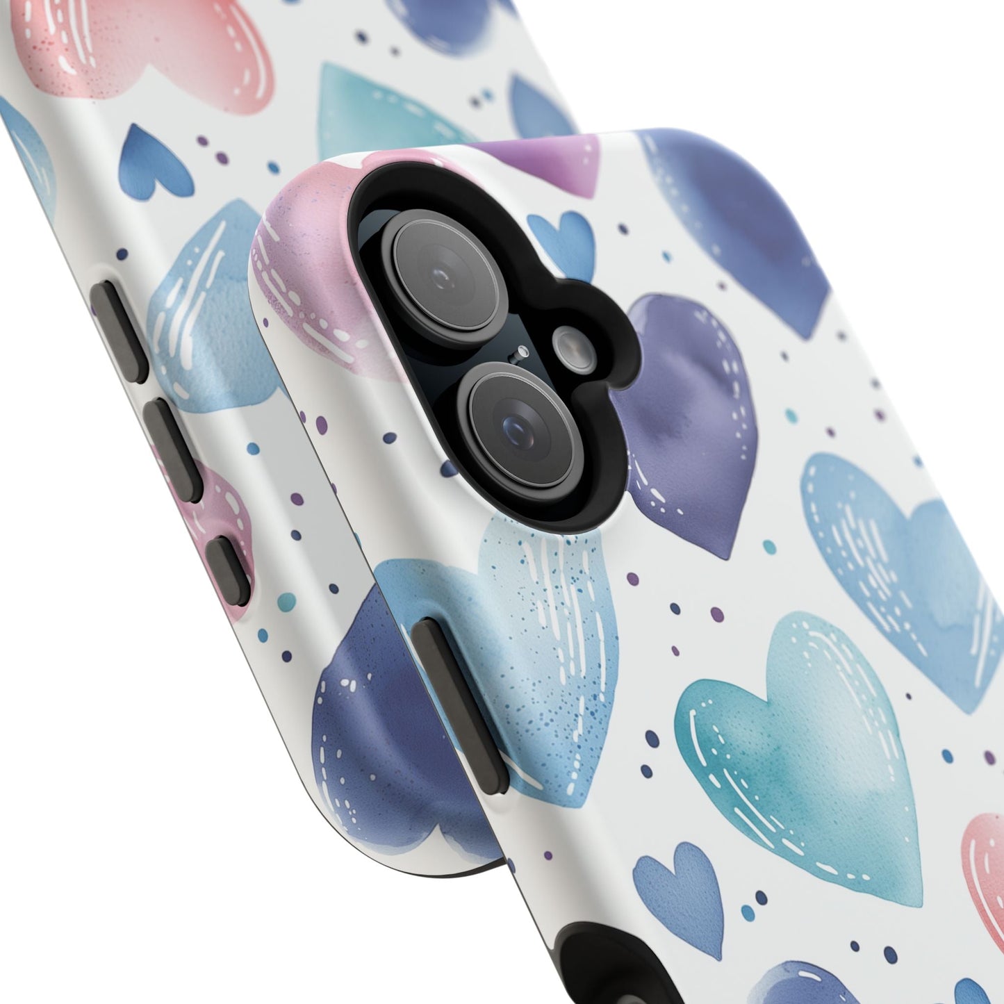 Icy Blue Valentines Watercolor Hearts - MagSafe Compatible Case - BOGO Cases