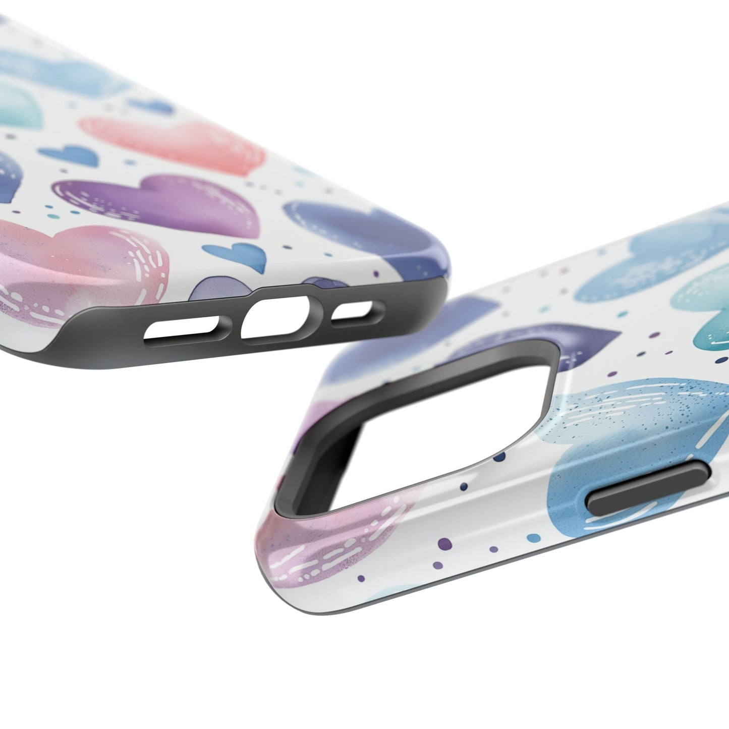 Icy Blue Valentines Watercolor Hearts - MagSafe Compatible Case - BOGO Cases