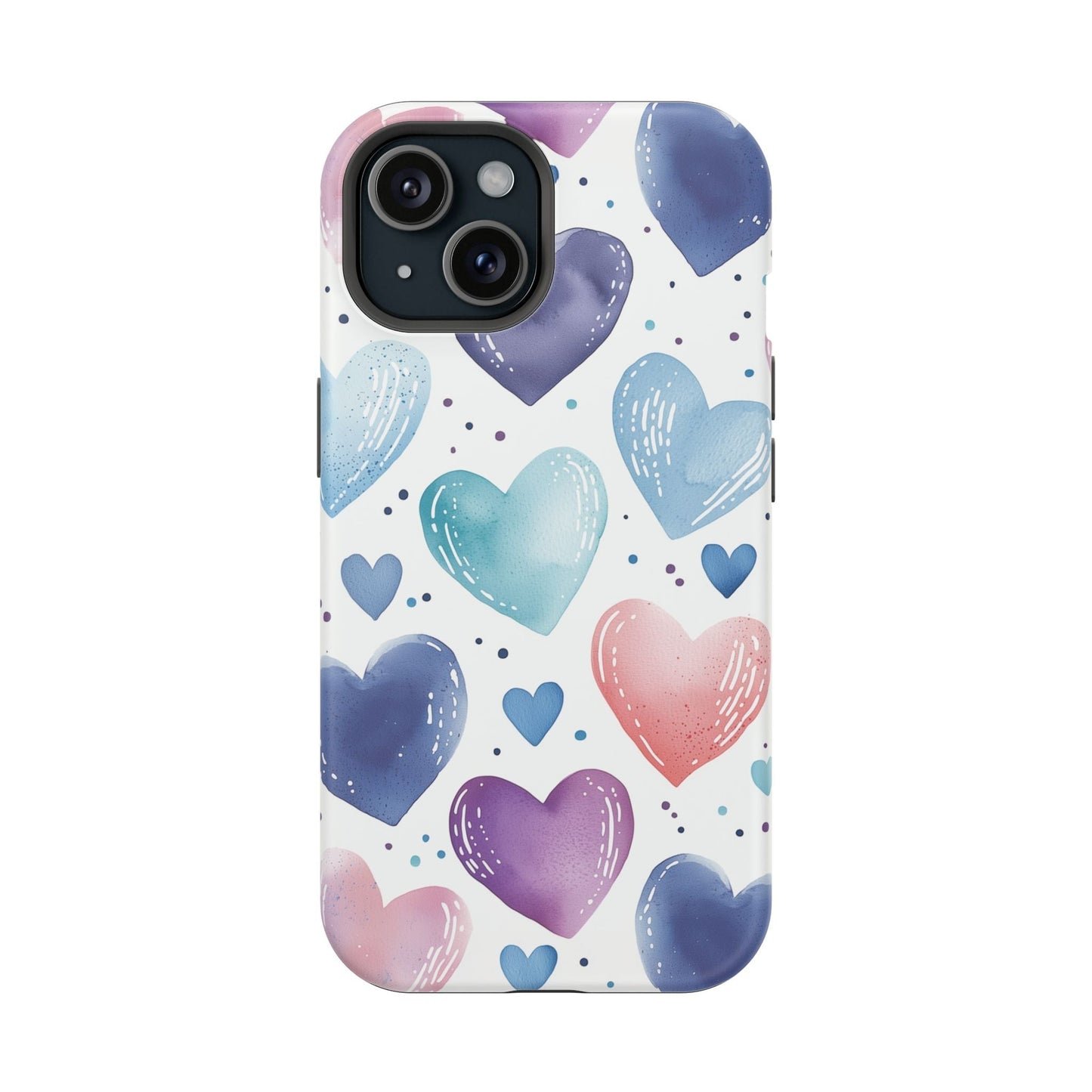 Icy Blue Valentines Watercolor Hearts - MagSafe Compatible Case - BOGO Cases