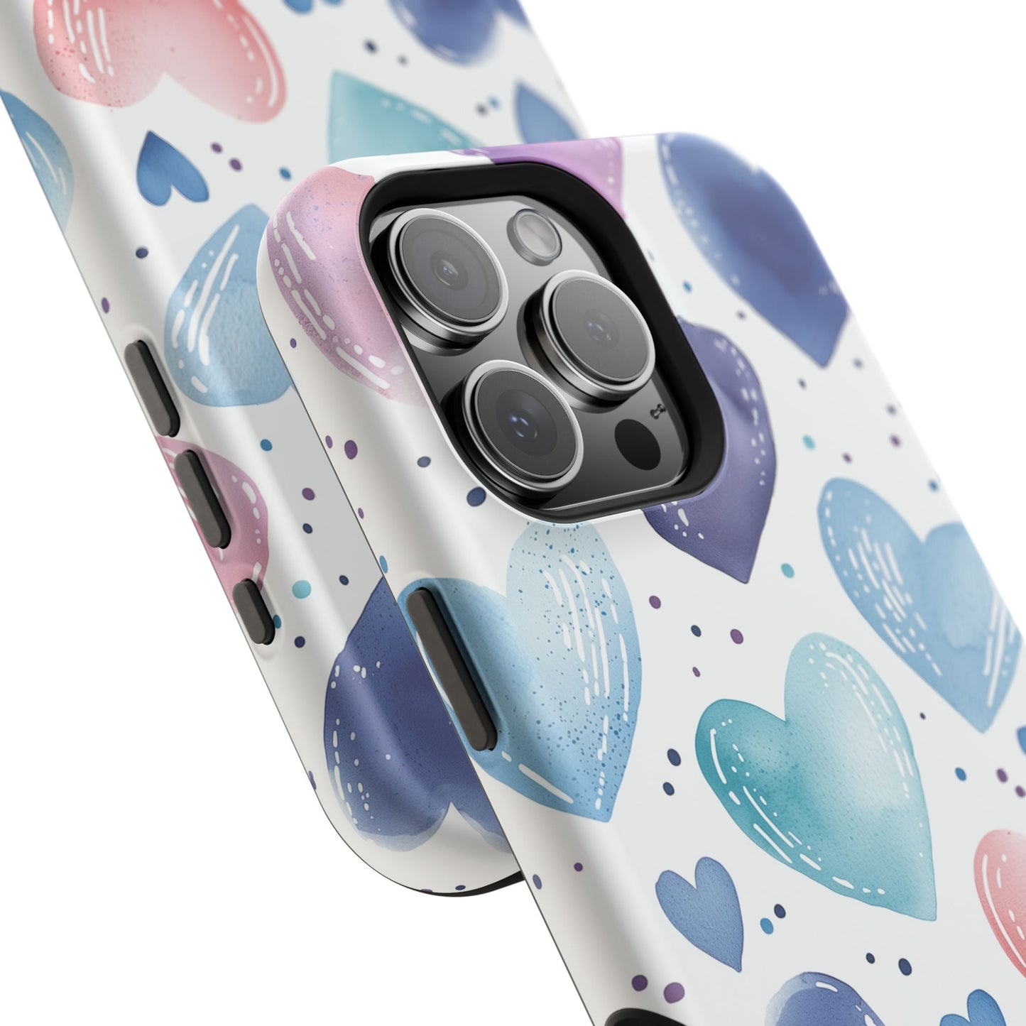 Icy Blue Valentines Watercolor Hearts - MagSafe Compatible Case - BOGO Cases