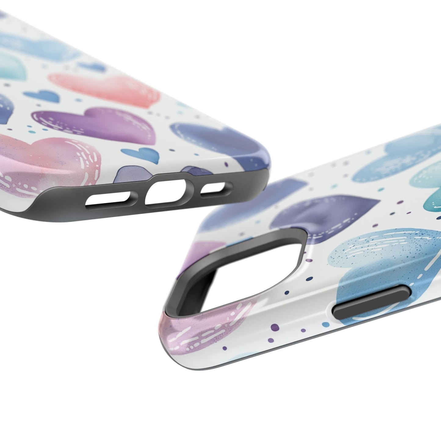 Icy Blue Valentines Watercolor Hearts - MagSafe Compatible Case - BOGO Cases