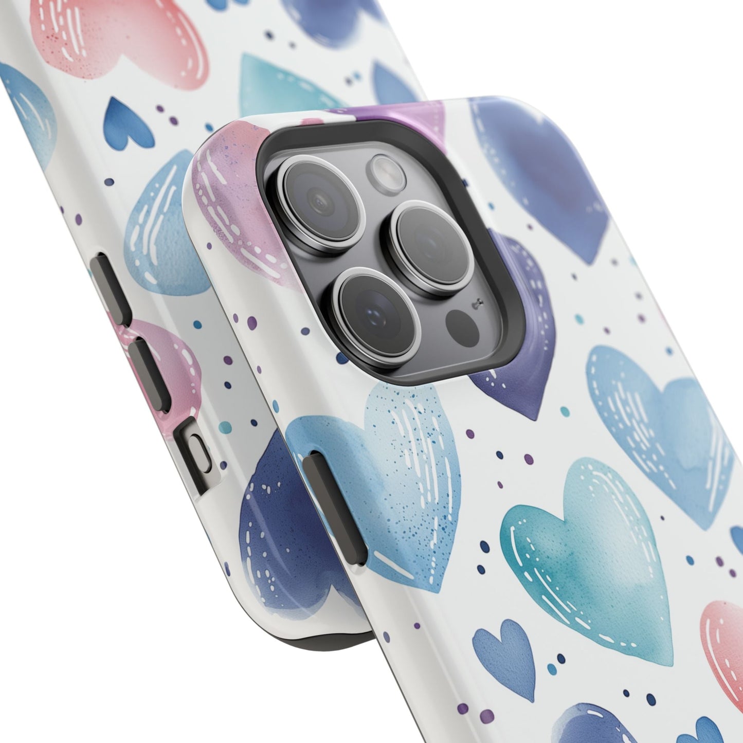 Icy Blue Valentines Watercolor Hearts - MagSafe Compatible Case - BOGO Cases