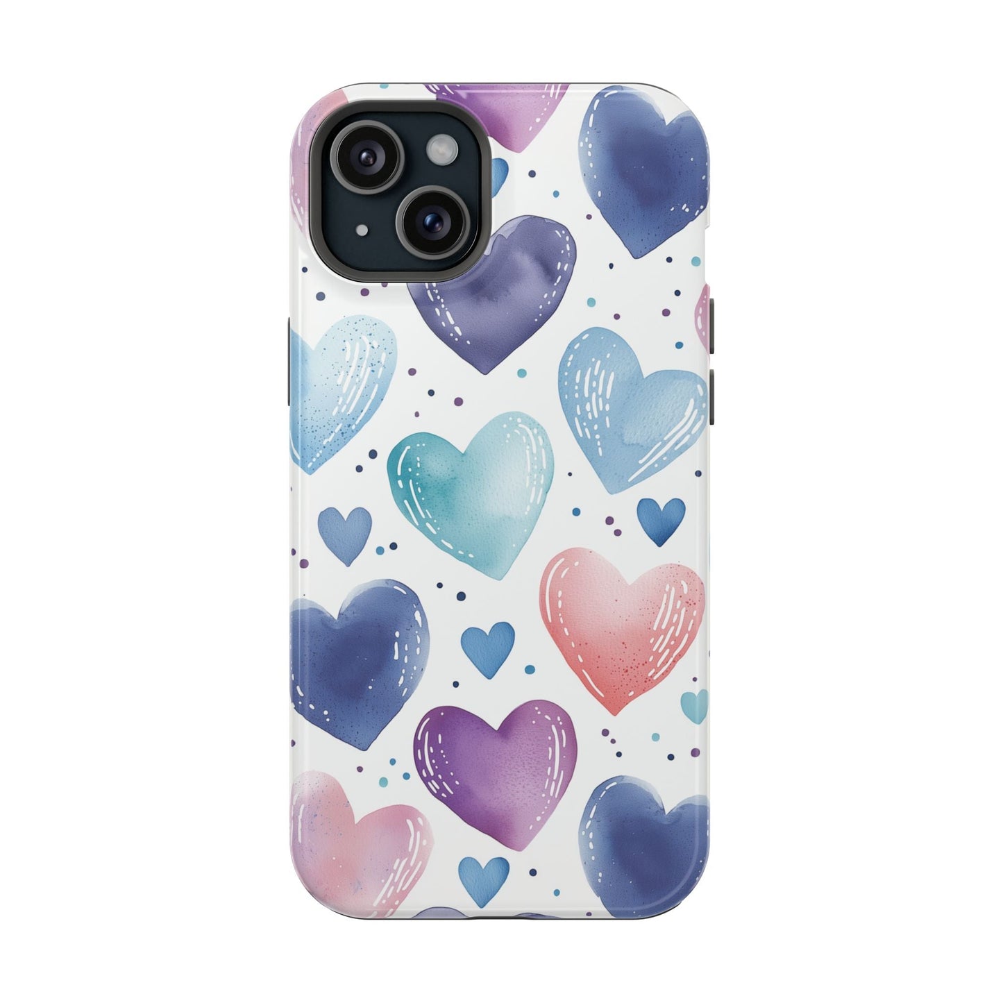 Icy Blue Valentines Watercolor Hearts - MagSafe Compatible Case - BOGO Cases