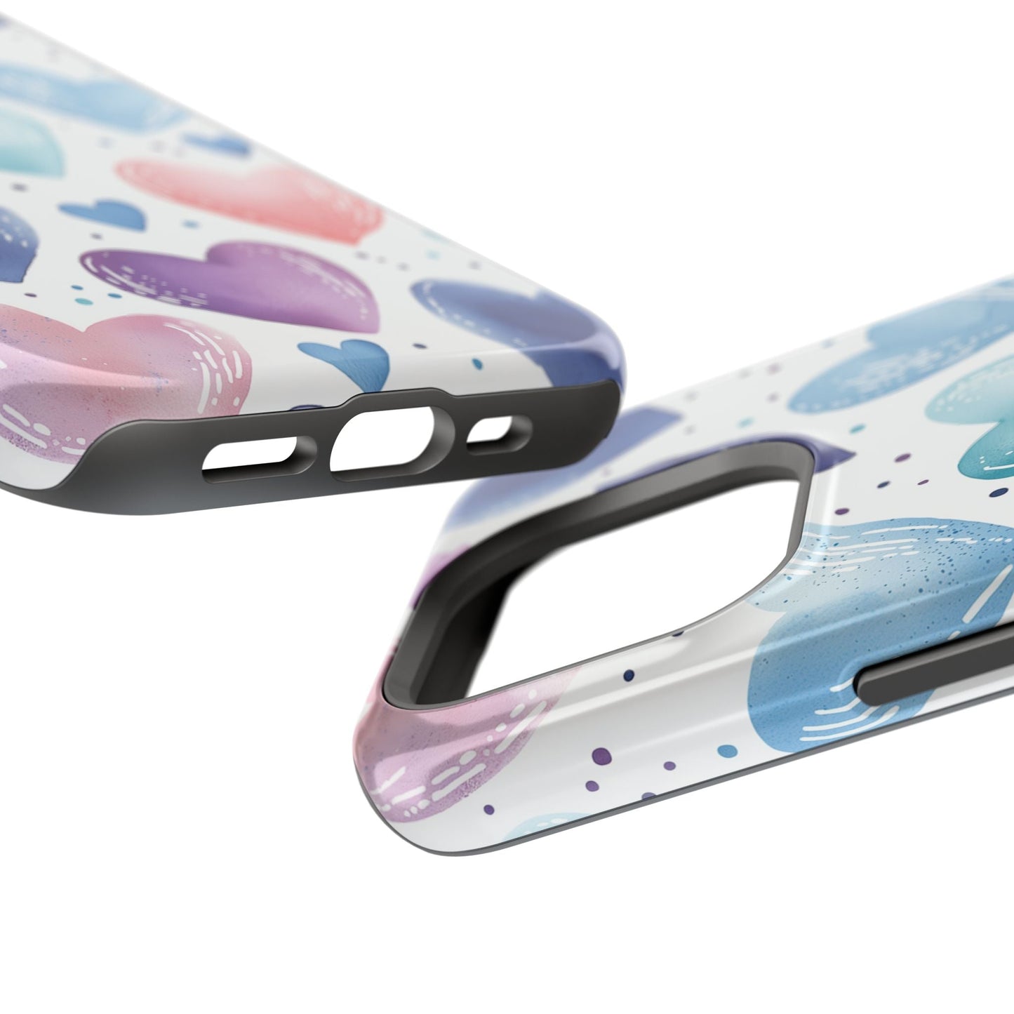 Icy Blue Valentines Watercolor Hearts - MagSafe Compatible Case - BOGO Cases