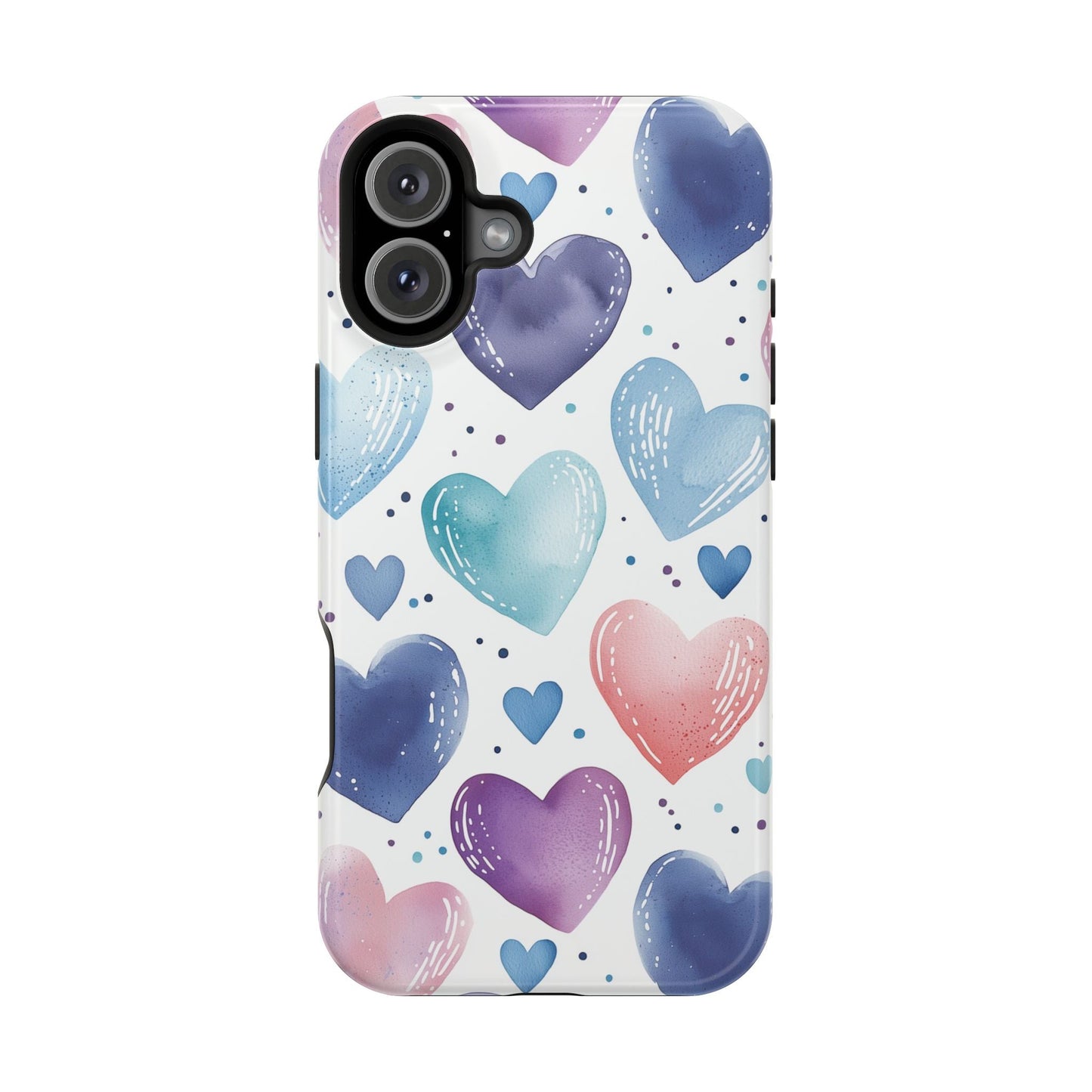 Icy Blue Valentines Watercolor Hearts - MagSafe Compatible Case - BOGO Cases