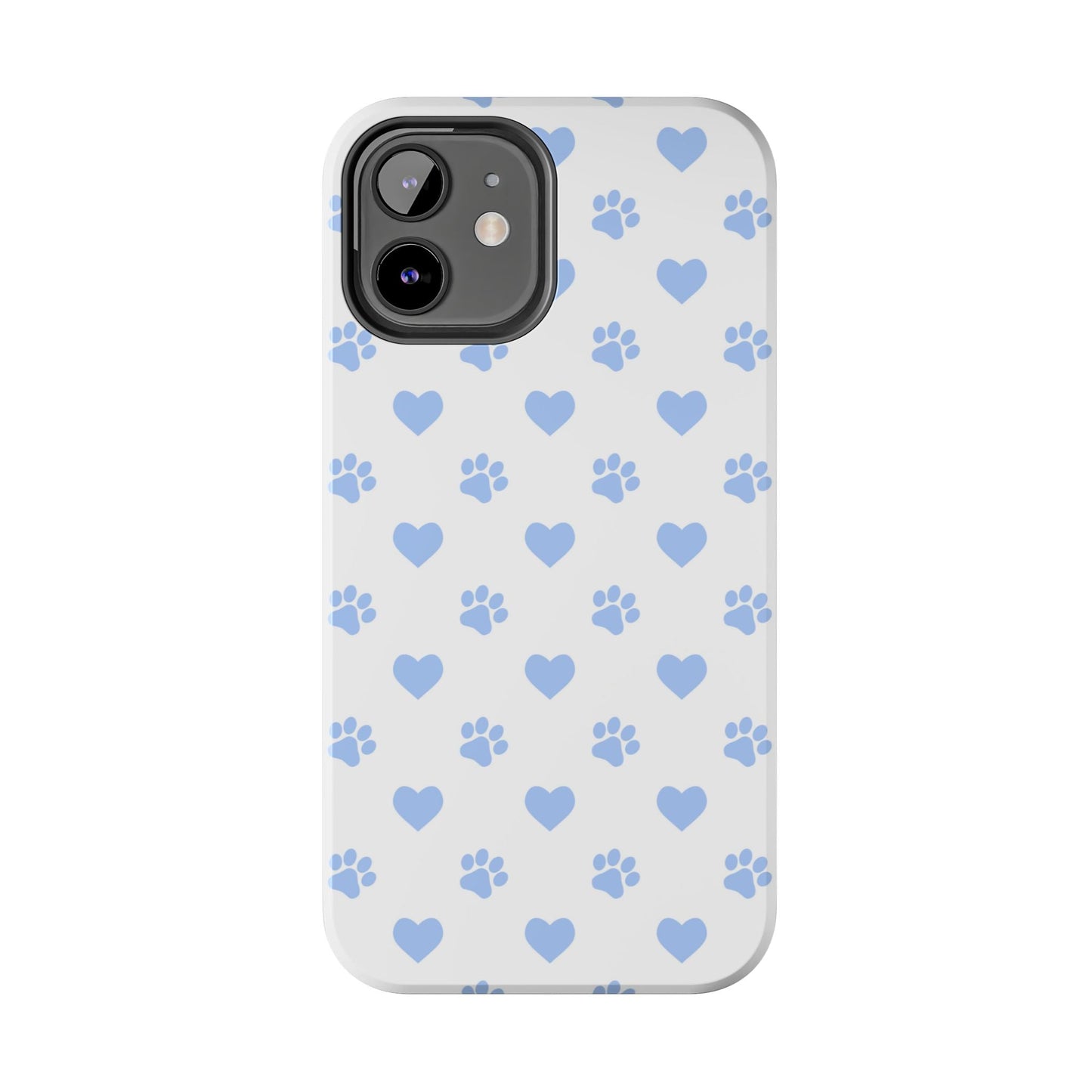 iPhone Case - Blue Paw Print & Heart Design - BOGO Cases