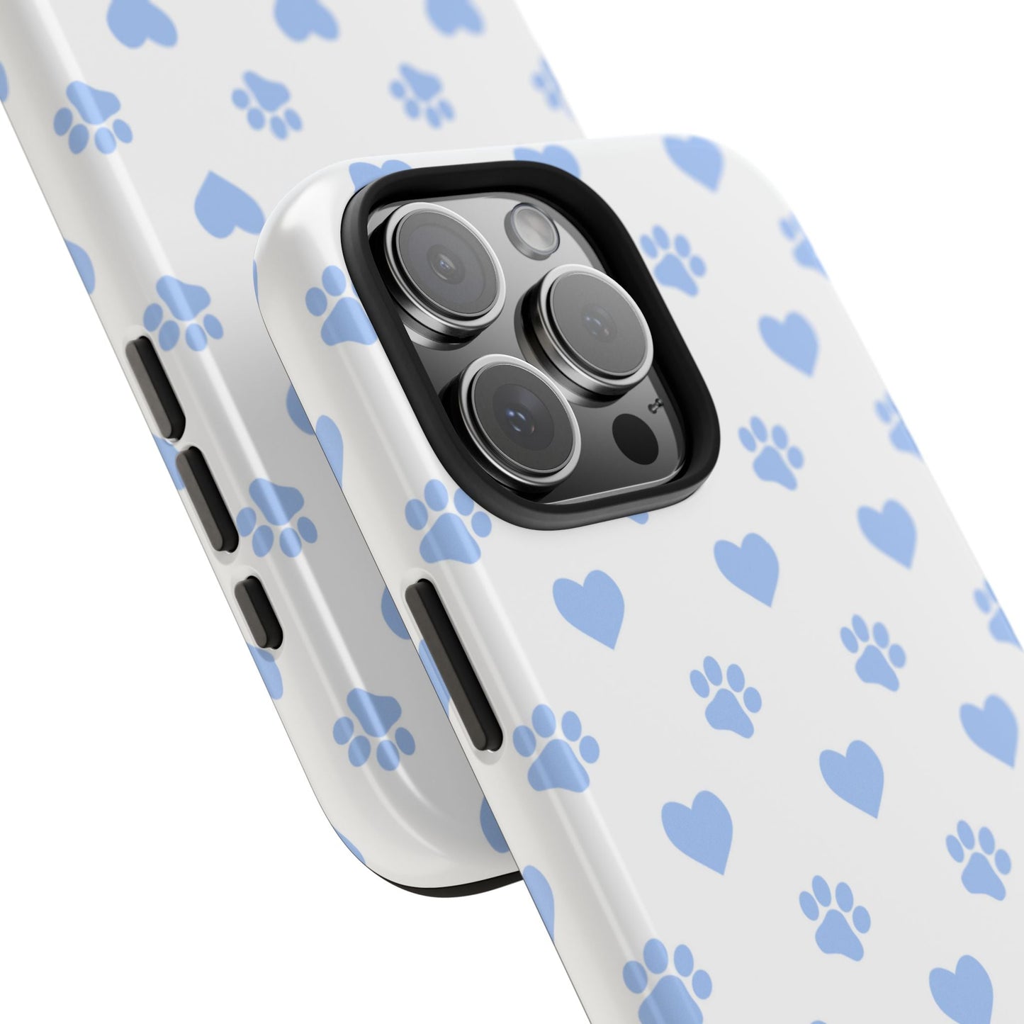 iPhone Case - Blue Paw Print & Heart Design - BOGO Cases