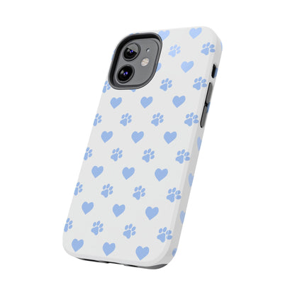 iPhone Case - Blue Paw Print & Heart Design - BOGO Cases