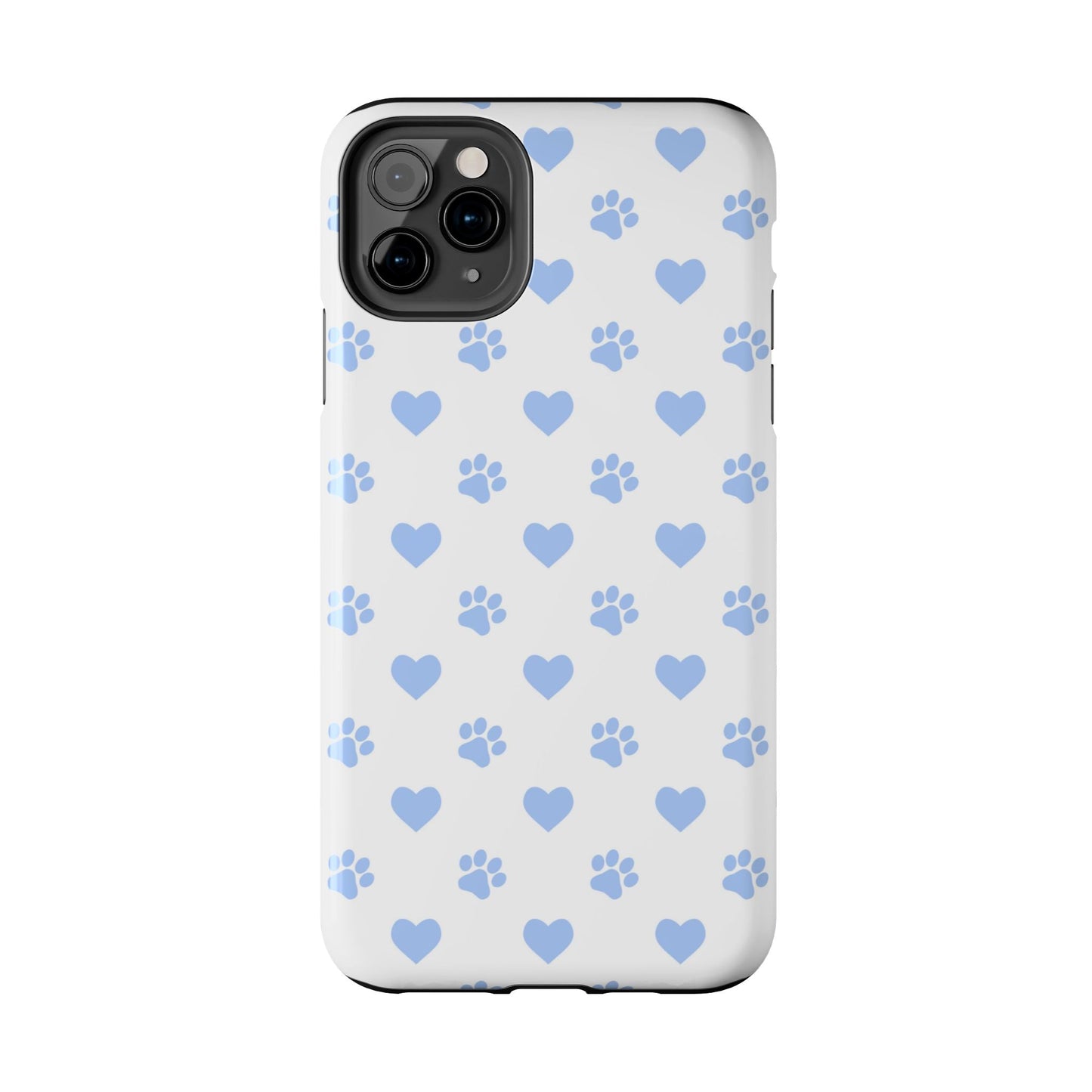 iPhone Case - Blue Paw Print & Heart Design - BOGO Cases