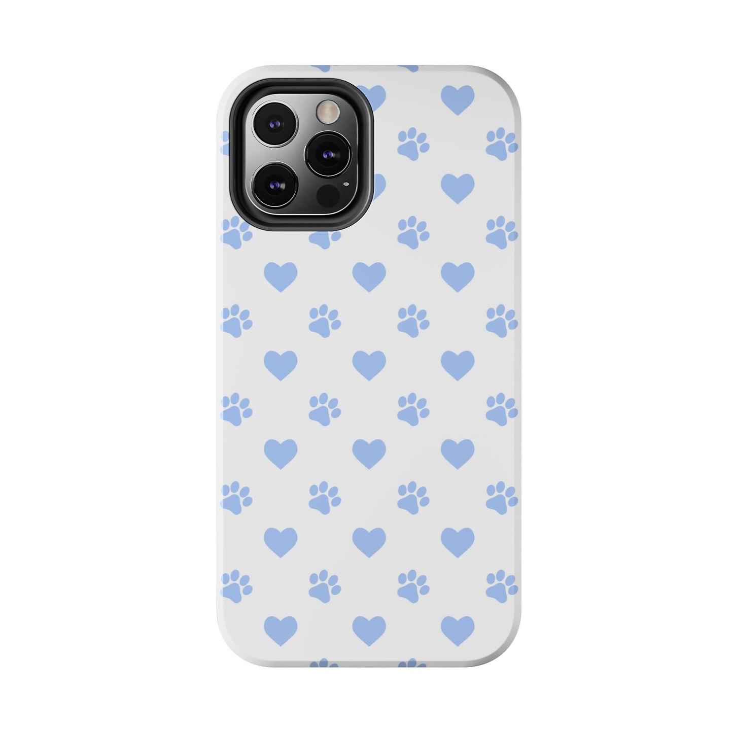 iPhone Case - Blue Paw Print & Heart Design - BOGO Cases