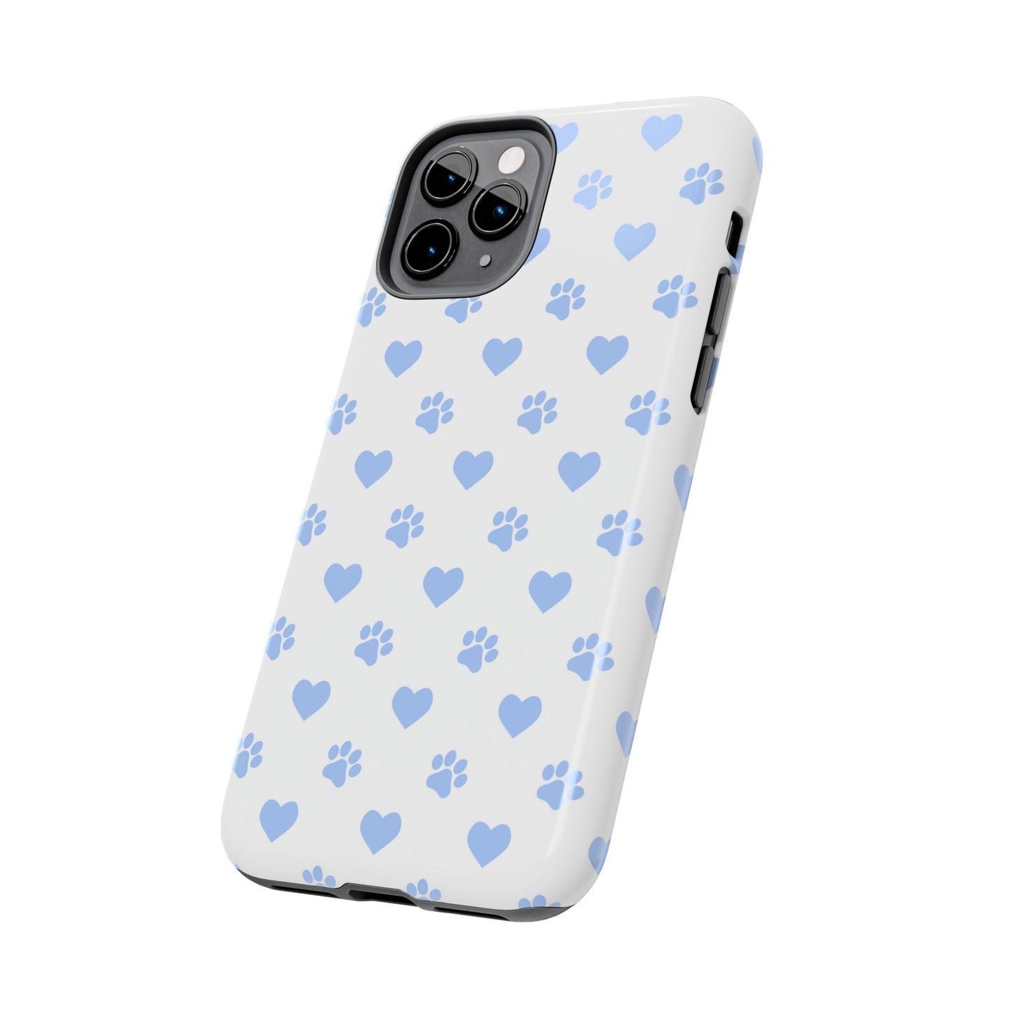 iPhone Case - Blue Paw Print & Heart Design - BOGO Cases