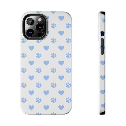 iPhone Case - Blue Paw Print & Heart Design - BOGO Cases