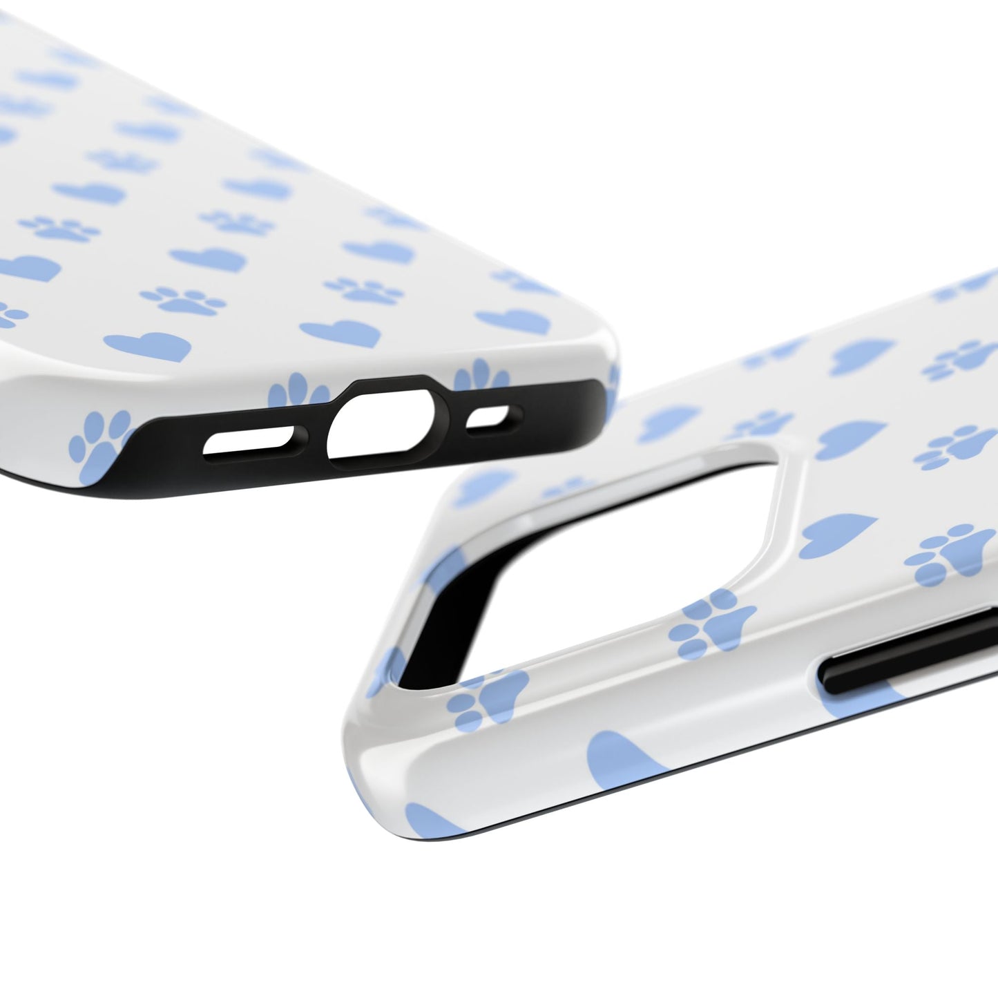 iPhone Case - Blue Paw Print & Heart Design - BOGO Cases