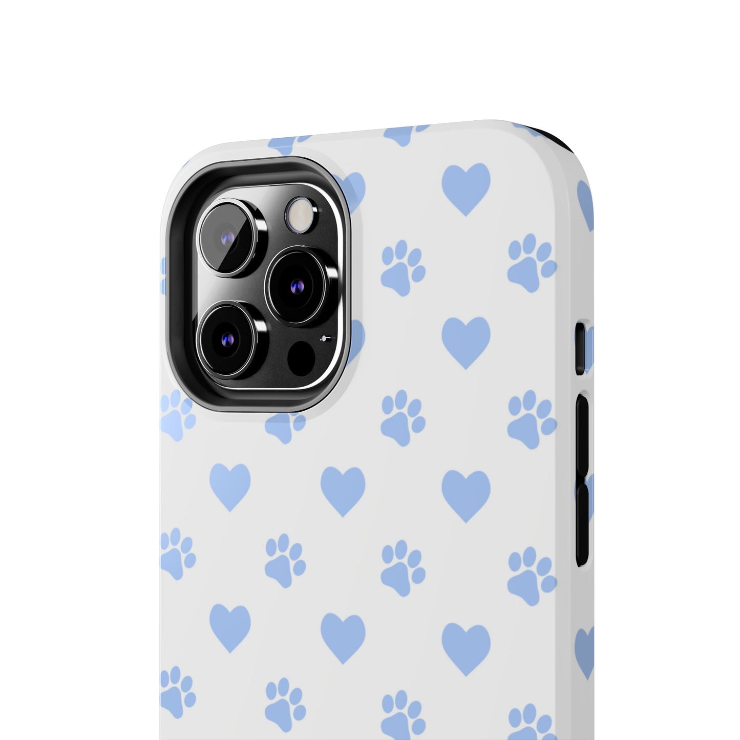 iPhone Case - Blue Paw Print & Heart Design - BOGO Cases