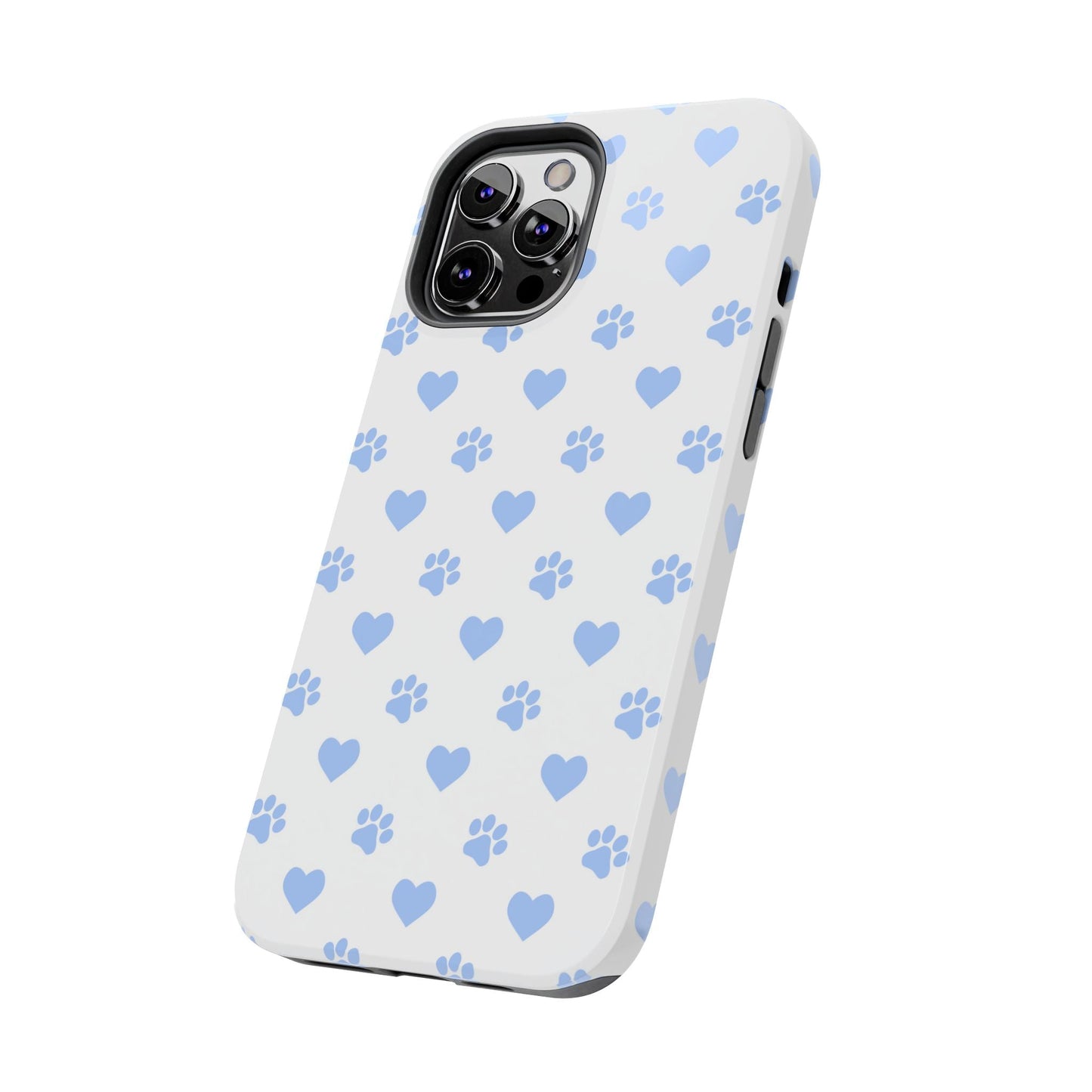 iPhone Case - Blue Paw Print & Heart Design - BOGO Cases