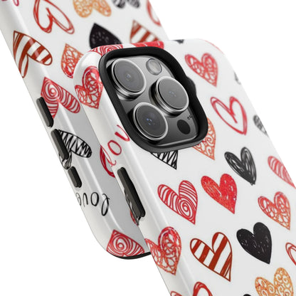 iPhone Case: Hand - Drawn Hearts & Love - BOGO Cases