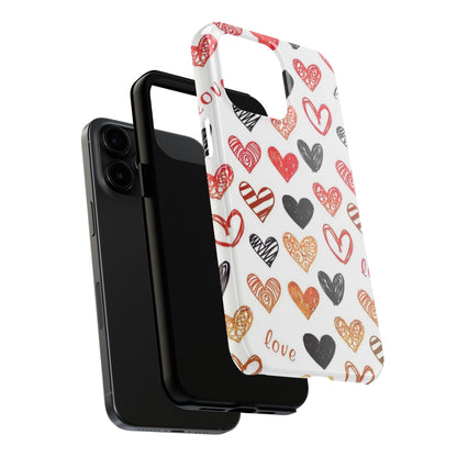 iPhone Case: Hand - Drawn Hearts & Love - BOGO Cases