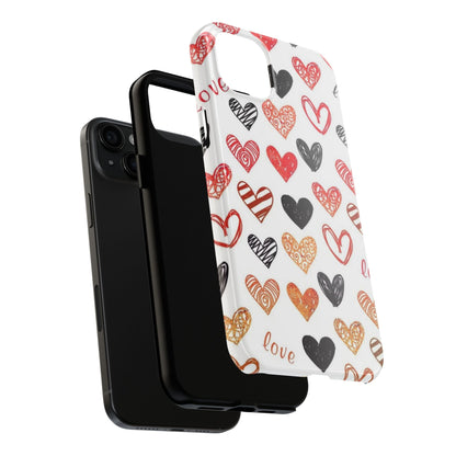 iPhone Case: Hand - Drawn Hearts & Love - BOGO Cases