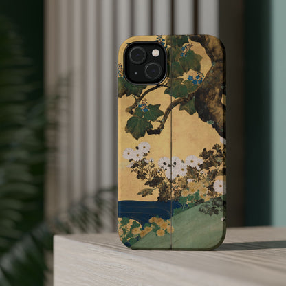 Japanese Gold Leaf Floral Art - MagSafe iPhone Case, Elegant & Protective - BOGO Cases
