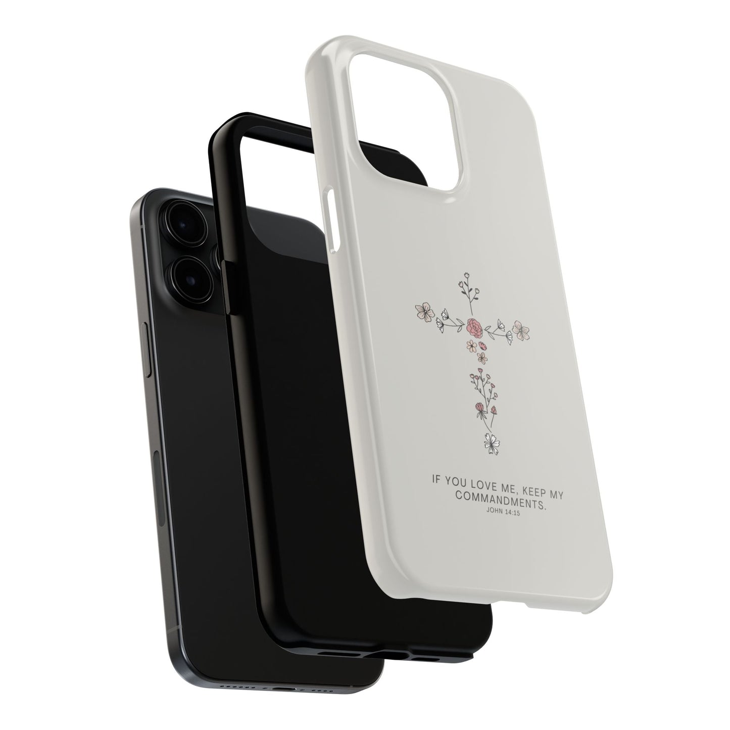 John 14:15 Floral Cross - iPhone Series Case - BOGO Cases