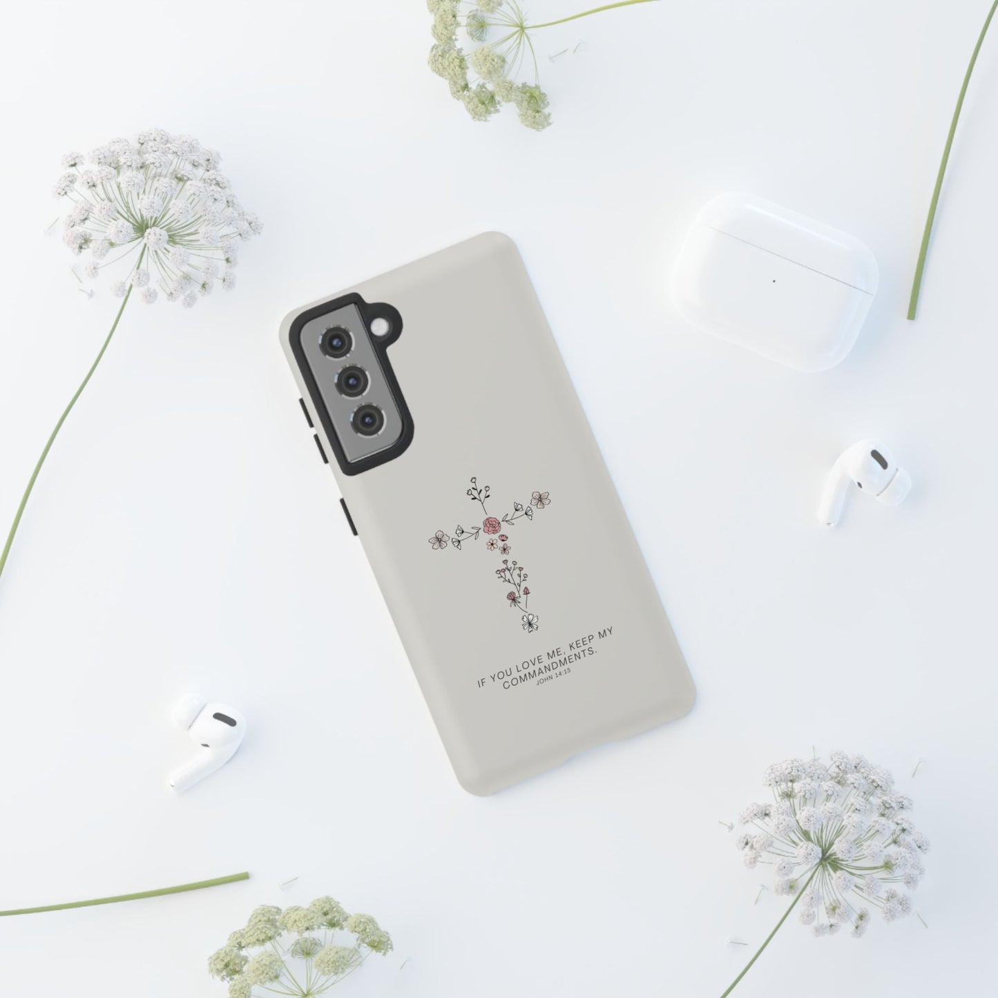 John 14:15 Floral Cross - Samsung Galaxy Case - BOGO Cases