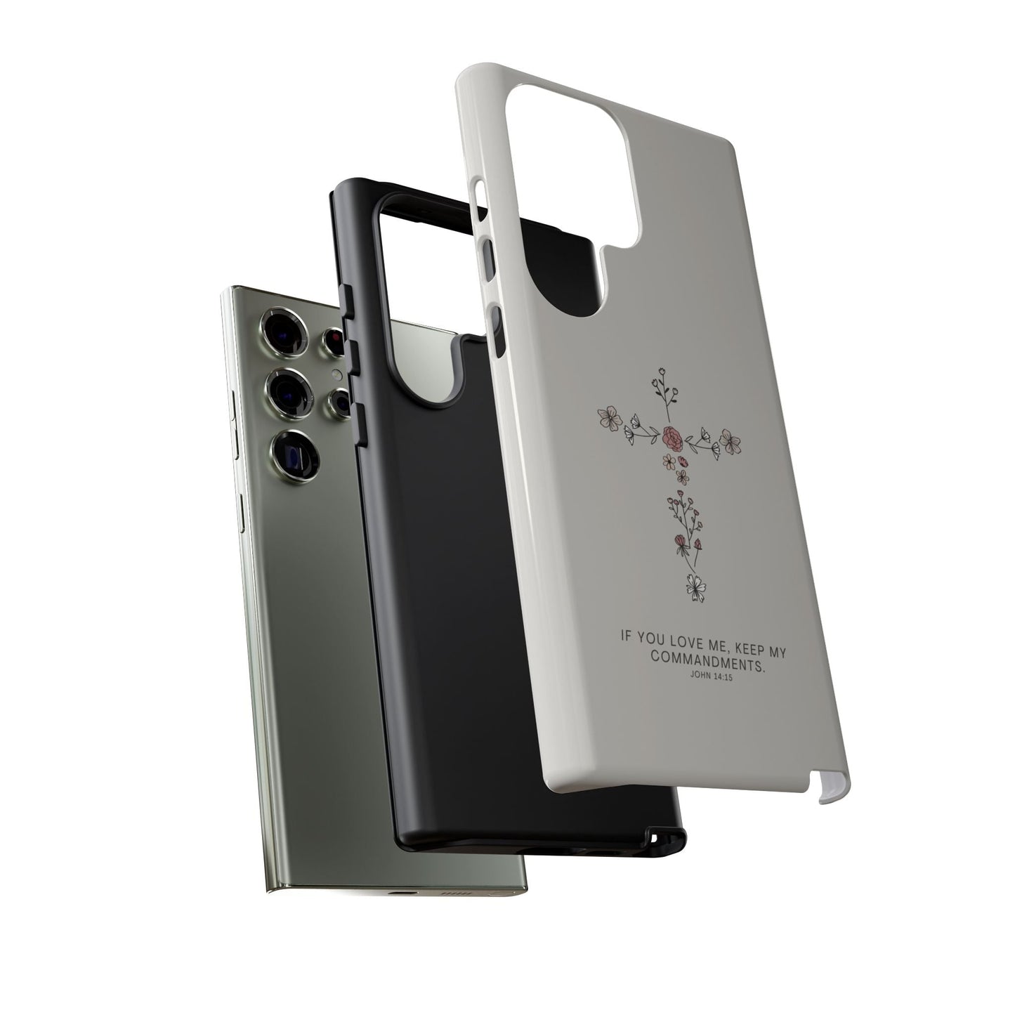 John 14:15 Floral Cross - Samsung Galaxy Case - BOGO Cases