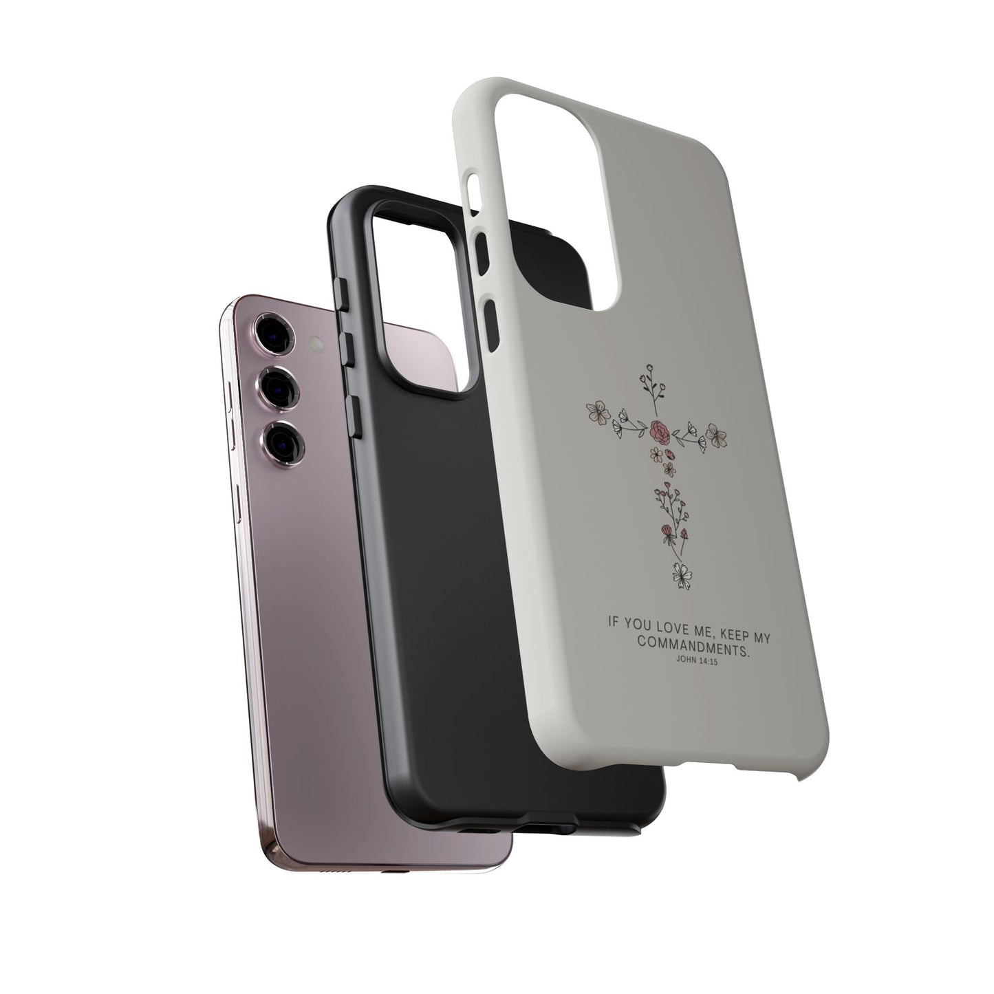 John 14:15 Floral Cross - Samsung Galaxy Case - BOGO Cases