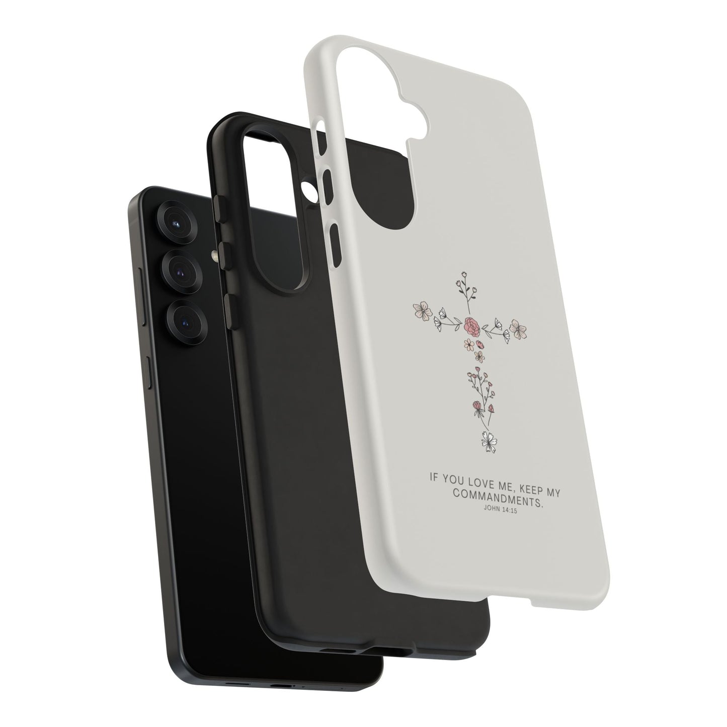 John 14:15 Floral Cross - Samsung Galaxy Case - BOGO Cases