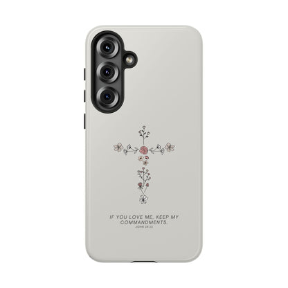 John 14:15 Floral Cross - Samsung Galaxy Case - BOGO Cases