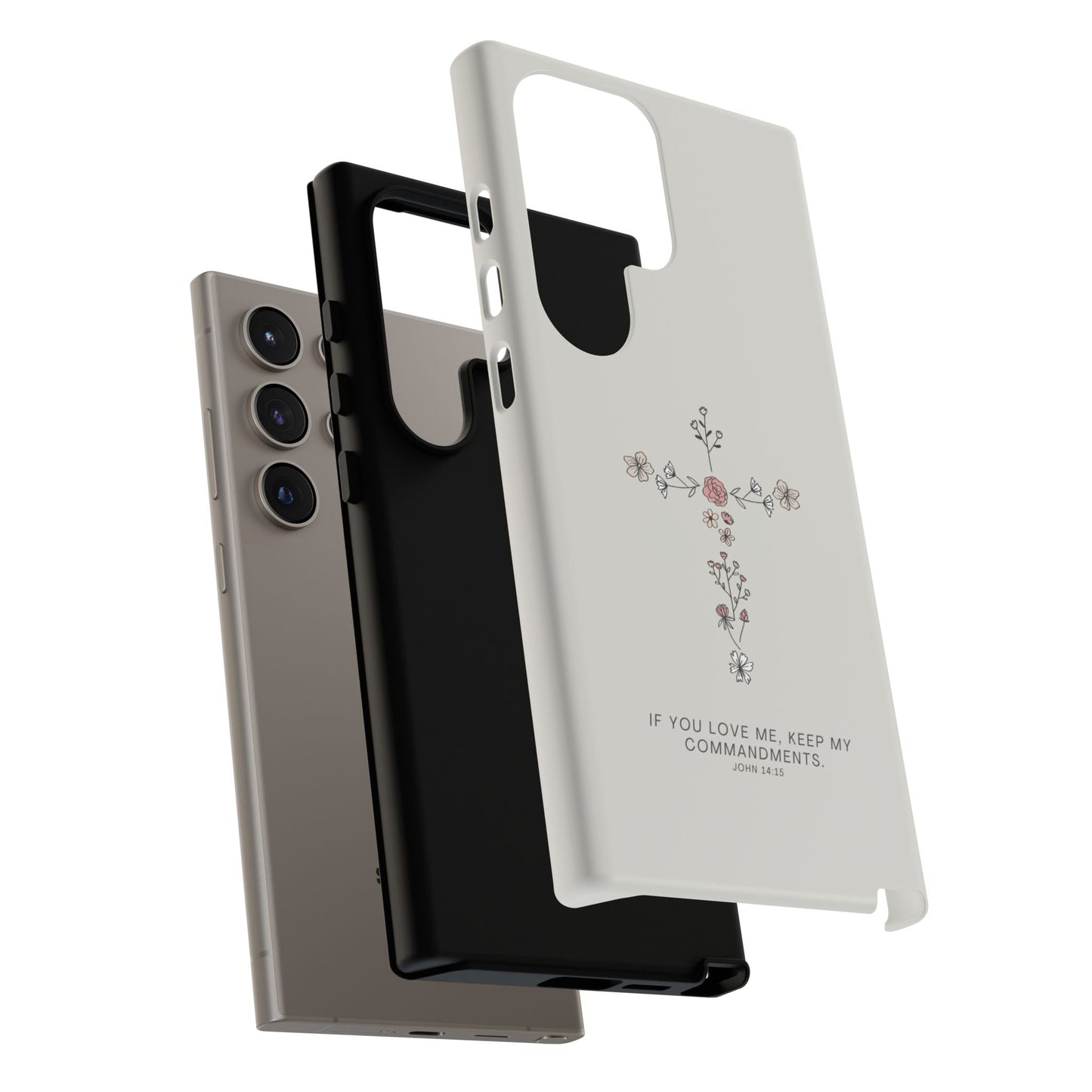 John 14:15 Floral Cross - Samsung Galaxy Case - BOGO Cases