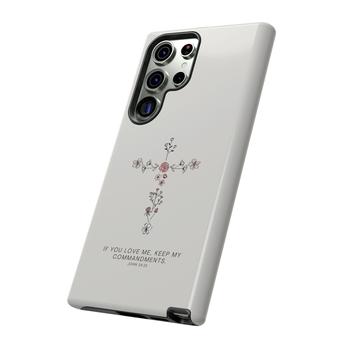 John 14:15 Floral Cross - Samsung Galaxy Case - BOGO Cases