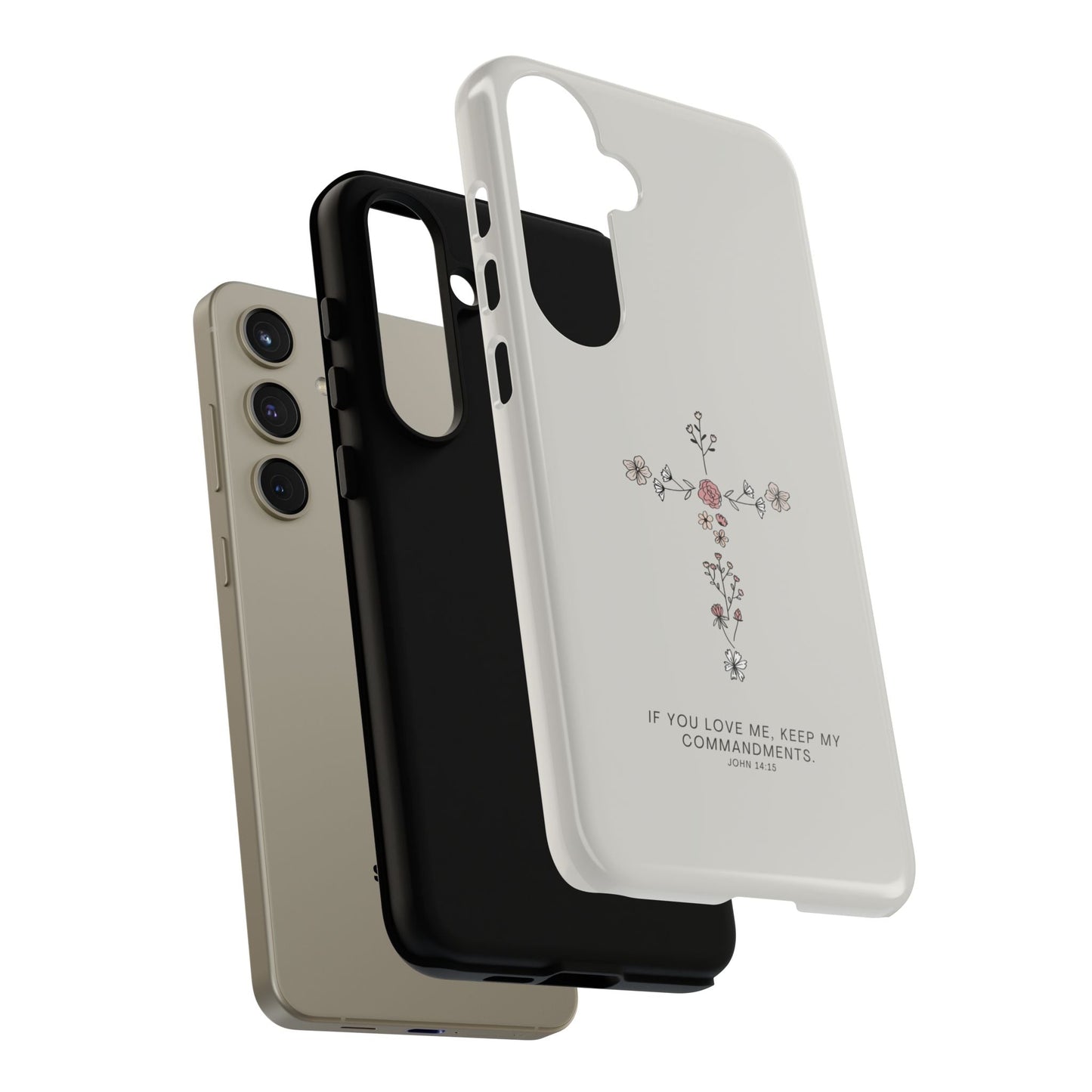John 14:15 Floral Cross - Samsung Galaxy Case - BOGO Cases