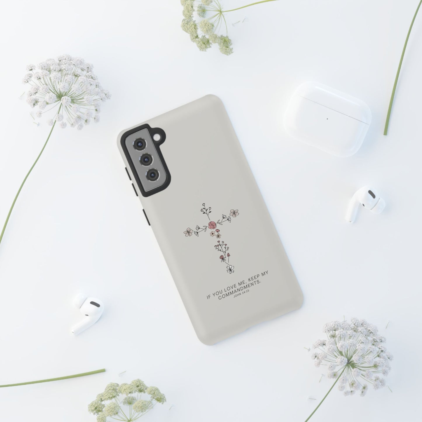 John 14:15 Floral Cross - Samsung Galaxy Case - BOGO Cases