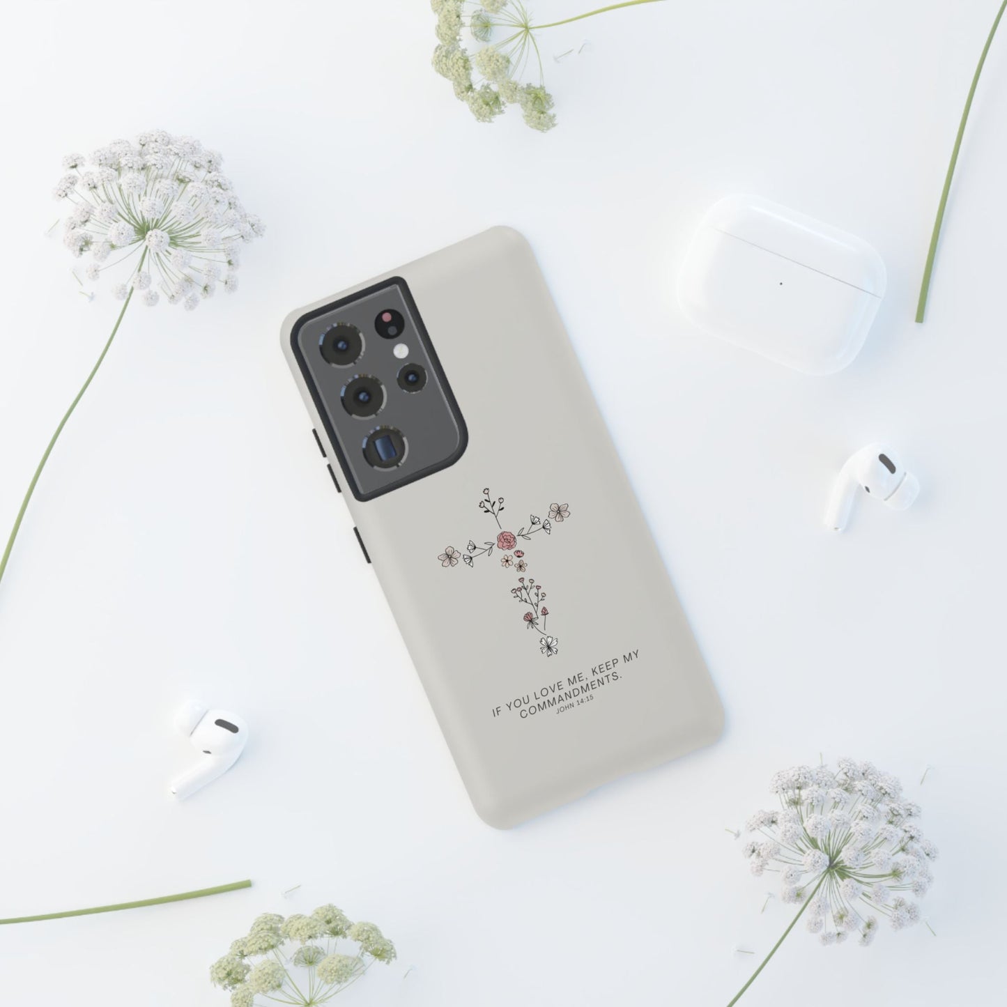John 14:15 Floral Cross - Samsung Galaxy Case - BOGO Cases