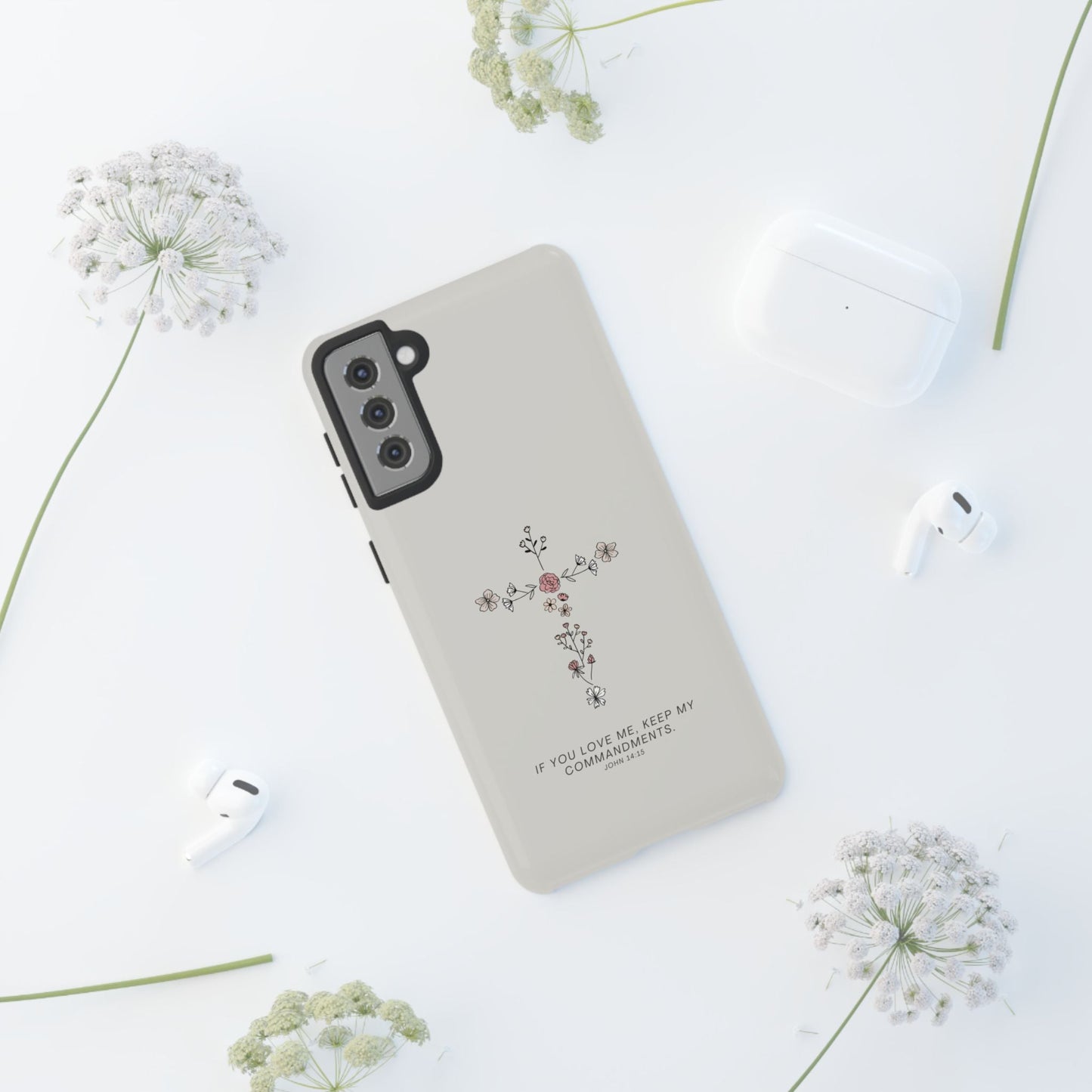 John 14:15 Floral Cross - Samsung Galaxy Case - BOGO Cases