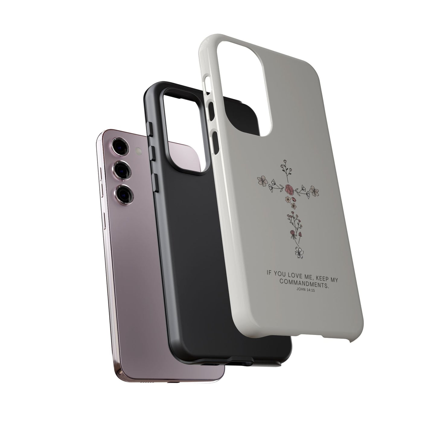 John 14:15 Floral Cross - Samsung Galaxy Case - BOGO Cases