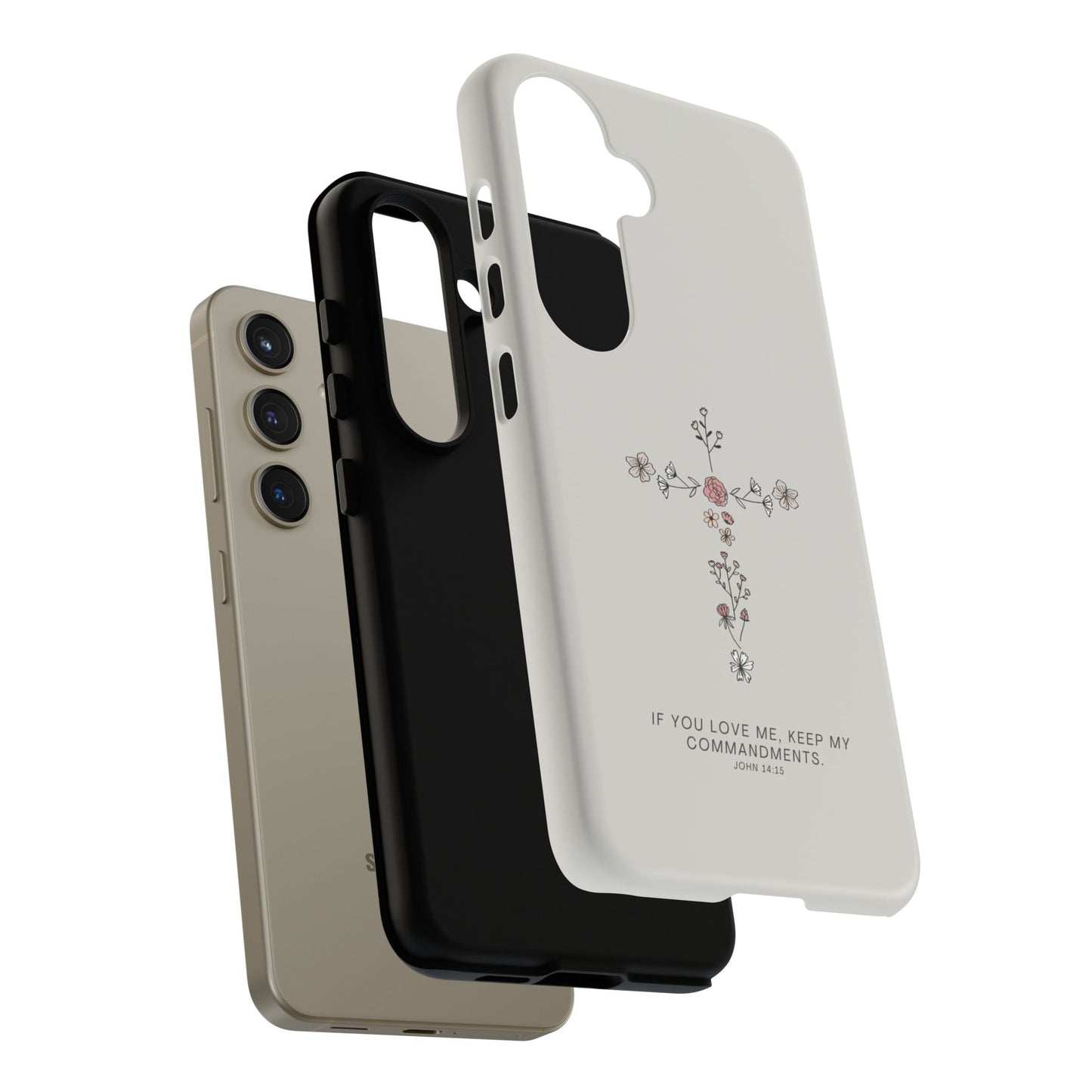 John 14:15 Floral Cross - Samsung Galaxy Case - BOGO Cases