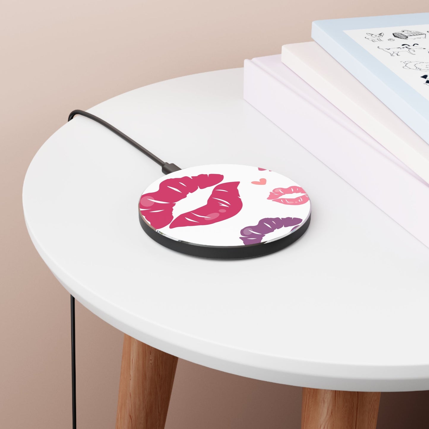 Kisses and Hearts Wireless Charger – Qi Compatible, Bold Lip Design - BOGO Cases