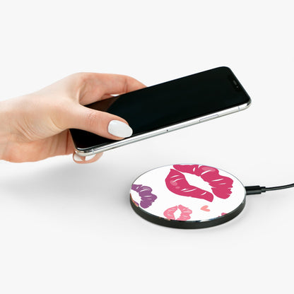 Kisses and Hearts Wireless Charger – Qi Compatible, Bold Lip Design - BOGO Cases